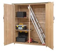 Armoire de Rangement Jardin en Bois de Sapin 140 x 50 x 162cm COSTWAY-Toit Incliné en Asphalte,2 Etagères-Portes Verrouillables