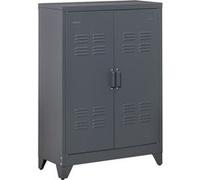 HOMCOM Armoire design industriel 2 étagères tôle métal gris anthracite dim. 75L x 33l x 110H cm gris