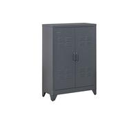 HOMCOM Armoire design industriel 2 étagères tôle métal gris anthracite dim. 75L x 33l x 110H cm gris