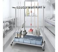 Armoire de Rangement Mobile - Organiseur sur Pied pour Produits de Nettoyage, Support pour vadrouille et Porte-Balai - Idéal pour Le Jardin, Le Garage, Les écoles, Les hôtels et Les Restaurants