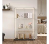 Armoire de rangement moderne en verre trempé à 2 portes avec serrure et 3 étagères pour chambre à coucher Noir
