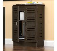 Armoire de rangement moderne pour routeur Wi-Fi - Élégant marron multifonction avec étagères réglables et gestion des câbles, parfait pour la maison et le bureau, 50 x 80 x 30 cm