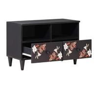 Armoire de rangement multicolore en bois massif de mangue 70 x 33,5 x 46 cm avec tiroirs et motif floral pour le salon, rangement et gestion des câbles