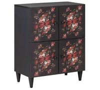 Armoire de rangement multicolore - vidaXL - 60x33,5x75 cm - Bois de mangue massif - Motif floral - Poignées en laiton