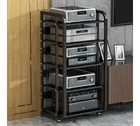 Armoire de rangement multimédia 3/4/5 niveaux stéréo, support multimédia AV support audio vidéo support platine plateau, moderne AV armoire audio rack composants stéréo, noir c