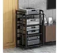 Armoire de rangement multimédia 3/4/5 niveaux stéréo, support multimédia AV support audio vidéo support platine plateau, moderne AV armoire audio rack composants stéréo, noir c
