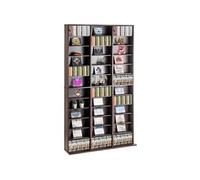 VEVOR Armoire de rangement CD/DVD, réglable avec 36 compartiments, étagère à DVD à 12 couches pour 1080 CD, protège et organise les collections de musique, de jeux vidéo ou de souvenirs, marron foncé