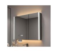 Armoire de rangement murale à éclairage LED avec miroir et étagères réglables au design moderne pour économiser de l'espace pour une décoration d'intérieur élégante