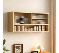 Armoire de rangement murale à trois niveaux au-dessus des toilettes, Bibliothèque géométrique en bois plusieurs, Étagère ouverte, présentoir décoratif moderne(Natural wood color,100cm/39.4in)