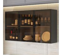 Armoire de rangement murale avec porte en bois massif et verre - Organiseur peu encombrant pour cuisine et salle de bain