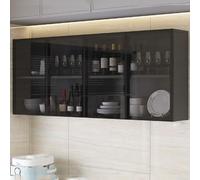 Armoire de rangement murale avec porte en bois massif et verre - Organiseur peu encombrant pour cuisine et salle de bain