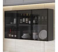 Armoire de rangement murale avec porte en bois massif et verre - Organiseur peu encombrant pour cuisine et salle de bain