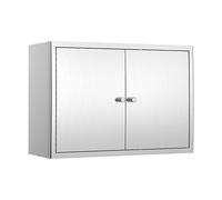 Armoire de rangement murale en acier inoxydable avec double porte et étagères amovibles - Étagère polyvalente pour cuisine, salle de bain, restaurant ou balcon