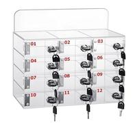 Armoire de rangement murale en acrylique pour 12 appareils - Serrure à clé sécurisée pour bureaux, écoles et espaces publics - Design élégant pour un accès facile et une nization facile
