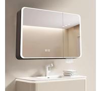 Armoire de Rangement Murale en Aluminium pour Salle de Bain avec éclairage LED, Grand Miroir de Maquillage, Commande Tactile, désembuage Intelligent, Options d'éclairage colorées