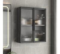 Armoire de rangement murale en bois massif avec portes en verre pour économiser de l'espace dans la salle de bain et la cuisine, support polyvalent pour médicaments et affichage élégant pour chambre à