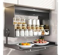 Armoire de rangement murale pour garage - Double couche en acier au carbone avec portes magnétiques coulissantes, grande capacité, 40 x 19 x 26 cm, gris, idéal pour organiser les outils et fournitures
