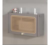 Armoire de rangement murale pour routeur WiFi, gestion des câbles et cache multiprise pour la maison et le bureau, boîte multimédia grise (40 cm) - Solution peu encombrante