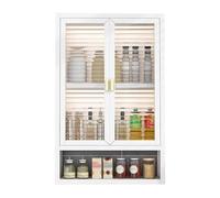 Armoire de rangement murale pour salle de bain, avec fermeture magnétique, panneau semi-transparent, étagère réglable, idéal pour la cuisine et au-dessus des toilettes, blanc (50 x 14 x 70 cm)