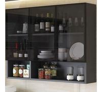 Armoire de rangement murale pour salle de bain en bois massif avec porte en verre pour cuisine, balcon, toilettes, organisation et solutions de rangement, décoration d'intérieur élégante et