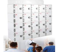 Armoire de rangement murale pour téléphone portable avec serrure de sécurité 60 fentes en aluminium pour clés anti-usure Boîte en coton perlé pour téléphones et accessoires