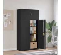 Armoire de rangement noire - 90 x 40 x 180 cm - Acier revêtu par pulvérisation - 3 étagères - Verrouillable - Armoire de rangement robuste pour classeurs à levier et documents