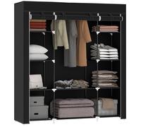 Armoire de rangement penderie - HOMCOM - en tissu - pliable - barre de suspension et étagères - 150 x 43 x 162,5 cm - noir