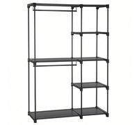 SONGMICS Armoire de Rangement, Penderie Pliable, Dressing, Armoire Métallique, avec Barres de Suspension, Porte-vêtements, pour Vestiaire, Chambre, 112 x 43 x 165 cm, Noir RYG24BK