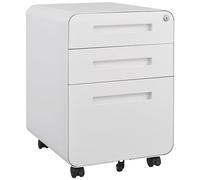 Armoire de rangement portable à 3 tiroirs - Style simple - Pour fichiers légales/lettres/A4 - Design à 5 roues - Anti-basculement - Acier laminé à froid - Étanche à l'eau - Blanc