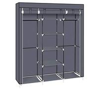 Armoire de rangement portable de 175,3 cm avec étagères et housse en tissu non tissé pour accrocher des vêtements, assemblage facile (gris)