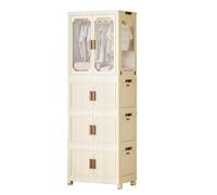 Armoire de rangement portable de 54,9 cm pour vêtements, armoire pliable en plastique avec porte magnétique transparente et roues pour chambre à coucher, salon, comprend 10 crochets (54,9 x 32,7 cm (L