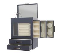 Armoire de rangement pour bijoux Bleu marine Boîte à bijoux Organiseur à bijoux avec 5 tiroirs