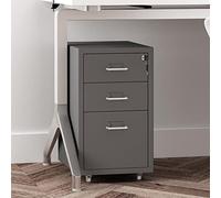 Armoire de rangement pour bureau Classeur mobile en métal à 3 tiroirs avec serrure, classeur roulant sous le bureau meuble de rangement for domicile for format légal/lettre/A4 Classeur vertical(C)