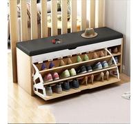 Armoire de Rangement pour Chaussures Moderne avec 3 Compartiments, Banc à Chaussures, Banc à Chaussures en Bois à 3 Niveaux, réglable, idéal pour l'entrée of(Size:80cm,Color:c)