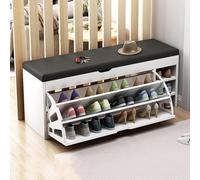 Armoire de Rangement pour Chaussures Moderne avec 3 Compartiments, Banc à Chaussures, Banc à Chaussures en Bois à 3 Niveaux, réglable, idéal pour l'entrée of(Size:80cm,Color:a)