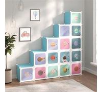 vidaXL Armoire de rangement pour enfants 340576 – 15 cubes PP Bleu