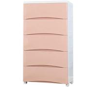 Armoire de rangement pour enfants avec tiroirs en plastique multicouches et 4 niveaux Rose