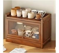 Armoire De Rangement pour La Vaisselle De Comptoir De Cuisine, Bac De Rangement pour Pain en Bois De Grande Capacité avec Porte en Verre, Organisateur De Ferme en Bois, 2 Couches, 1layer, 60cm/23.6in