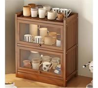 Armoire De Rangement pour La Vaisselle De Comptoir De Cuisine, Bac De Rangement pour Pain en Bois De Grande Capacité avec Porte en Verre, Organisateur De Ferme en Bois, 2 Couches, 2layer, 60cm/23.6in