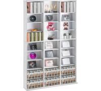 Armoire de rangement pour médias - 27 compartiments - Étagères réglables pour CD/DVD - Support blanc pour CD/DVD pour la maison et le bureau