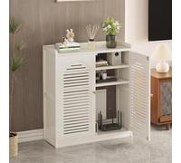 Armoire de rangement pour routeur WiFi avec étagères, boîte cachée, multiprise et gestion des câbles pour bureau à domicile organisé, blanc, 82 x 58,9 x 24,9 cm