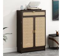 Armoire de Rangement pour Routeur WiFi avec Tiroirs, Osier Respirant Meuble Box Internet Grande Capacité de Rangement, pour Dissimuler Les Routeurs, Modems et Câbles(Brown,50 * 25 * 91cm)