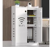 Armoire de rangement pour routeur WiFi - Boîte de gestion des câbles cachés au sol, organiseur de multiprise pour médias à domicile, solution de rangement élégante pour les espaces bien rangés