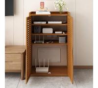 Armoire de rangement pour routeur WiFi, boîte de rangement sur pied en bambou avec ventilation, multiprise et câble pour armoire de rangement multimédia à domicile, gestion des cordons pour bureau
