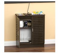 Armoire De Rangement pour Routeur WiFi,Multiprise Et Organiseur Gestion des Câbles,armoires Modernes sur Pied,Meuble de Rangement multimédia,idéal pour Maison et Bureau,Marron,25cm/9.8in
