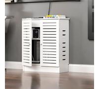 Armoire de rangement pour routeur WiFi, organiseur sur pied avec portes, multiprise et gestion des câbles, étagère en bois ignifuge et étanche pour la maison ou le bureau