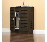 Armoire de rangement pour routeur WiFi, organiseur sur pied avec portes, multiprise et gestion des câbles, étagère en bois ignifuge et étanche pour la maison ou le bureau