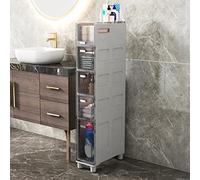 Armoire de rangement pour salle de bain étroite, 5drawer Tall nizer Durable Frame Slim Tower for Shower & Toilet Paper Clear Drawer Design SpaceSaving Solution.