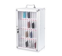 Armoire de Rangement pour Téléphones Portables 24/36 Compartiments Verrouillable en Alliage d'Aluminium, Boîtier Sécurisé Portable avec Poignée et Porte Transparente, Bureau École Réunion et Atelier
