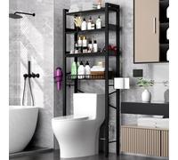 Armoire de rangement pour toilettes, organiseur de salle de bain à 4 niveaux et rangement avec étagère réglable, pieds imperméables et panier multifonctionnel, économiseur d'espace, étagères de salle